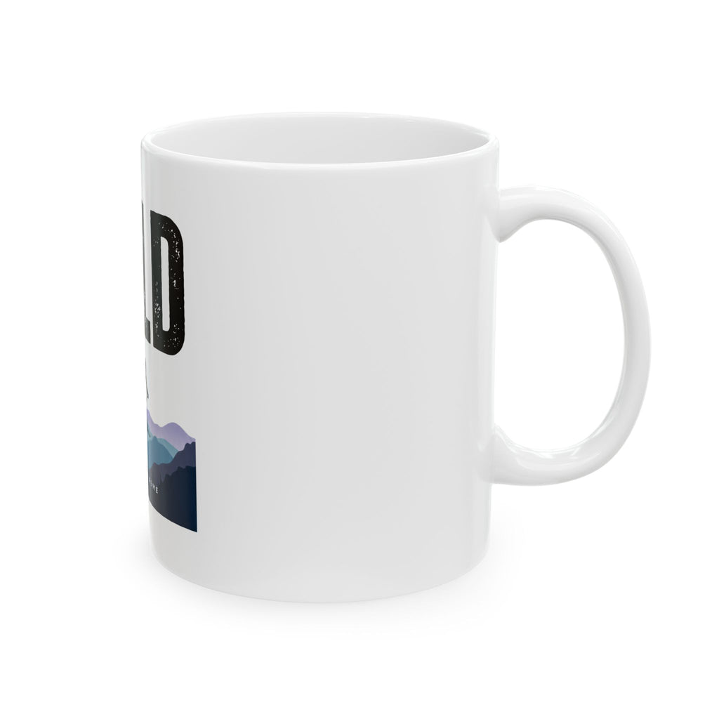 Cold Ski Mountains Mug | Skier Silhouette, Winter Adventure Ceramic Mug