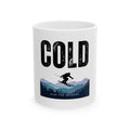 Cold Ski Mountains Mug | Skier Silhouette, Winter Adventure Ceramic Mug