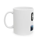 Cold Ski Mountains Mug | Skier Silhouette, Winter Adventure Ceramic Mug